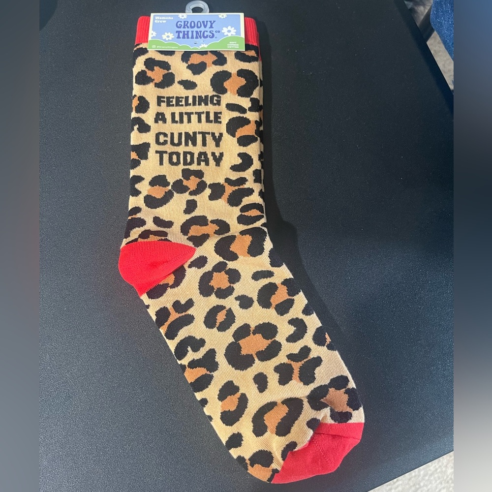 Leopard Print women’s funny socks.